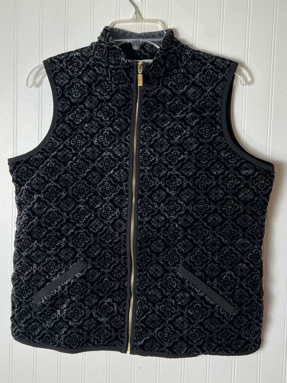 Charter Club Black Velvet Quilted Vest